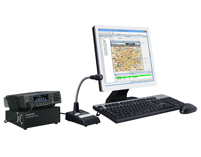 Computer, radio, and microphone used for Fleet Management